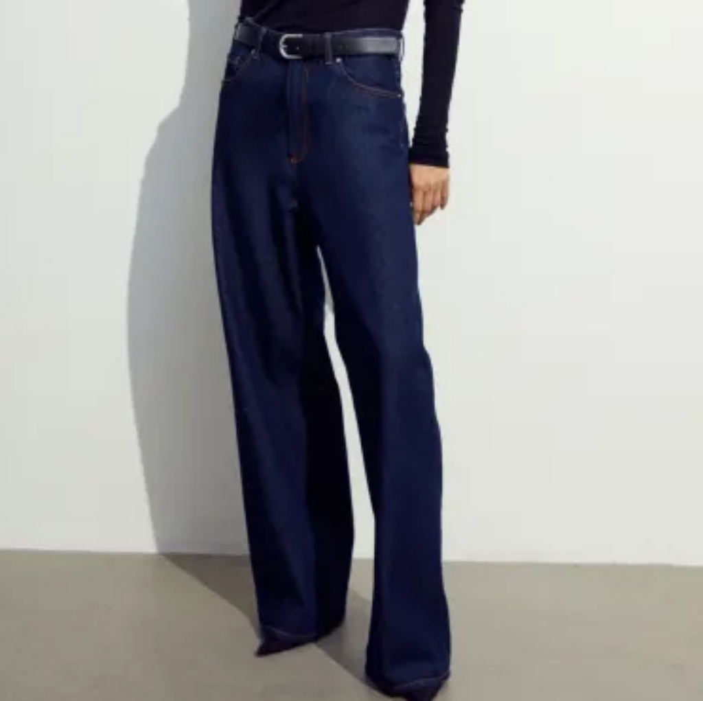 H&M Wide Leg Denim Jeans Dark Blue Nwt Pants Only